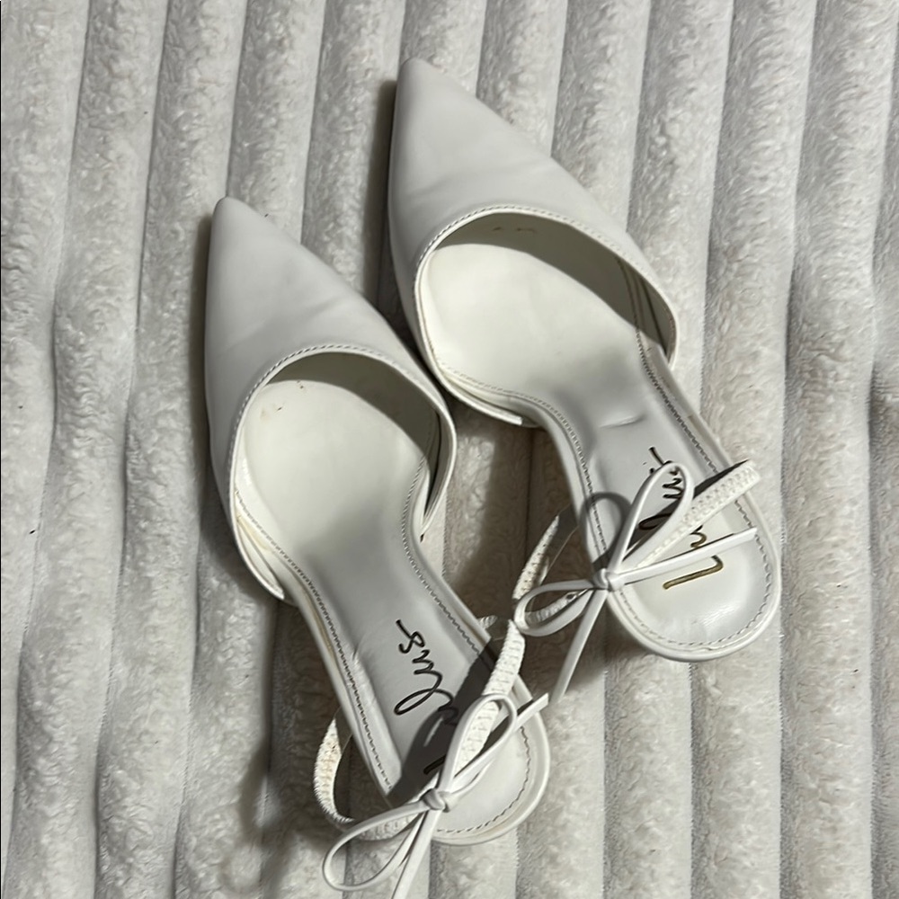 Lulus White Women's Heels Pointed Toe Slingback Stiletto 3.5” Heel